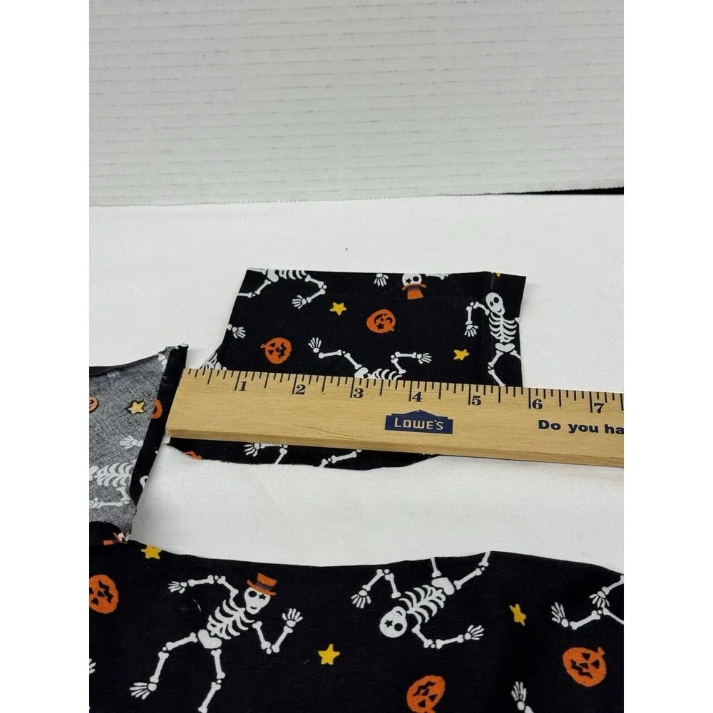 Halloween Cotton Fabric Pieces- Dancing Skeletons & Pumpkins on Black